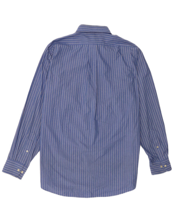 Chaps Mens Shirt Size 15 1/2 Medium Blue Pinstripe Cotton