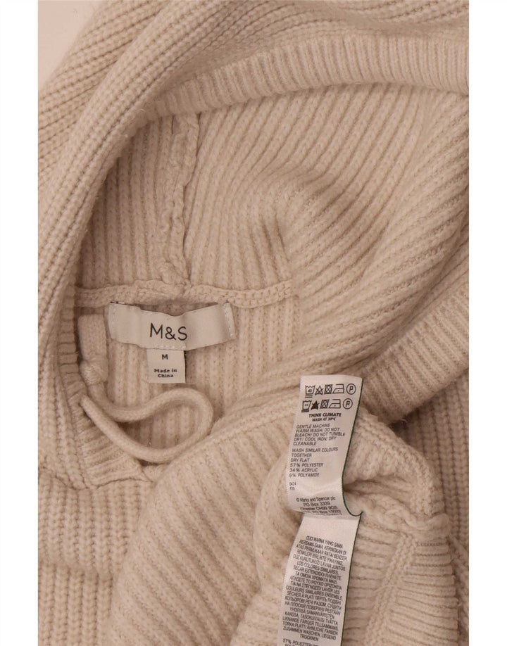 Marks & Spencer Damen-Pullover mit Kapuze, UK 14, mittelbeigefarbenes Polyester