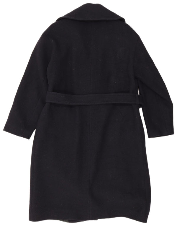 Zara Womens Double Breasted Coat UK 6 XS Bleu Marine Laine