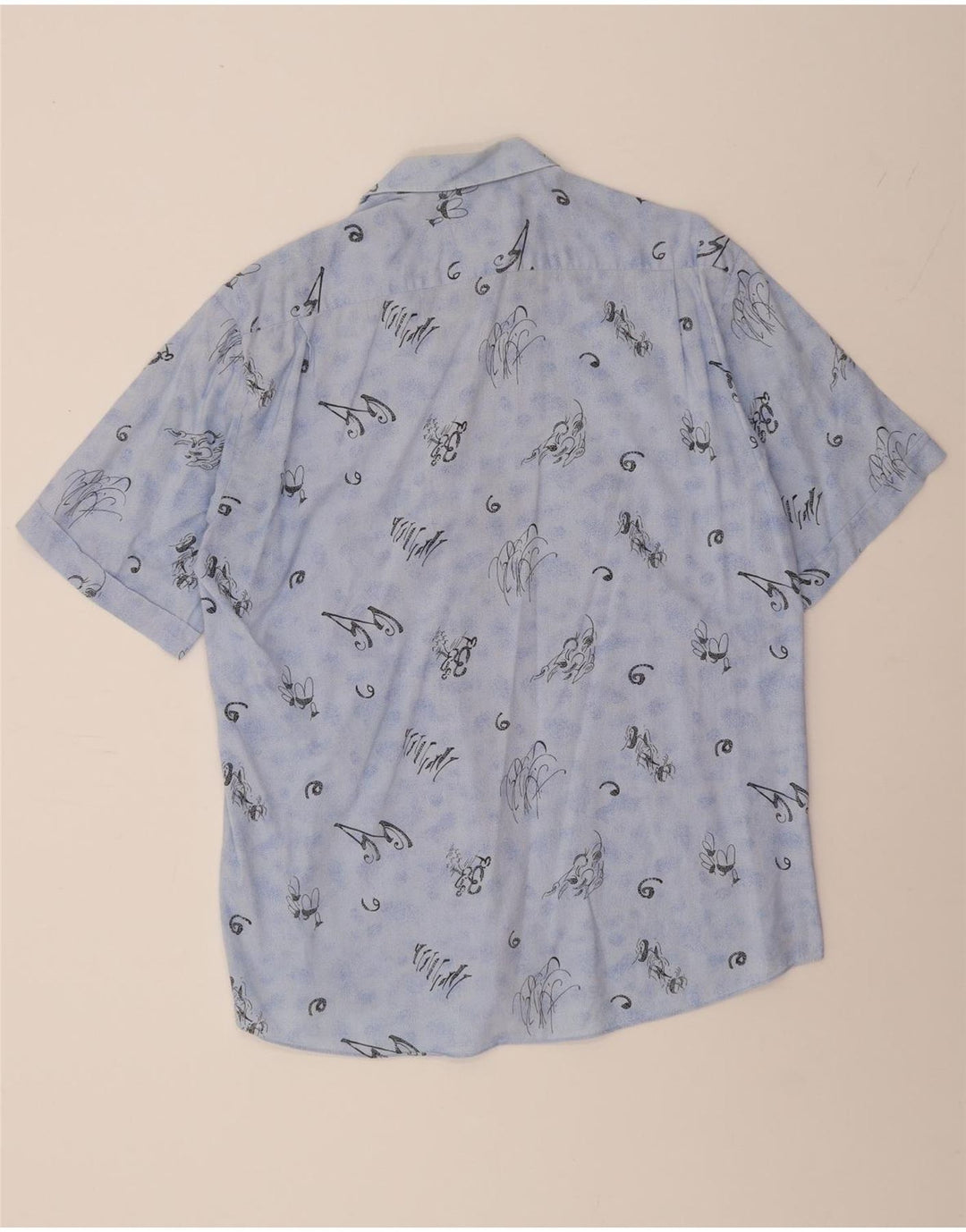 ACCANTO Mens Abstract Pattern Short Sleeve Shirt Size 40 Medium Blue Vintage Accanto and Second-Hand Accanto from Messina Hembry 
