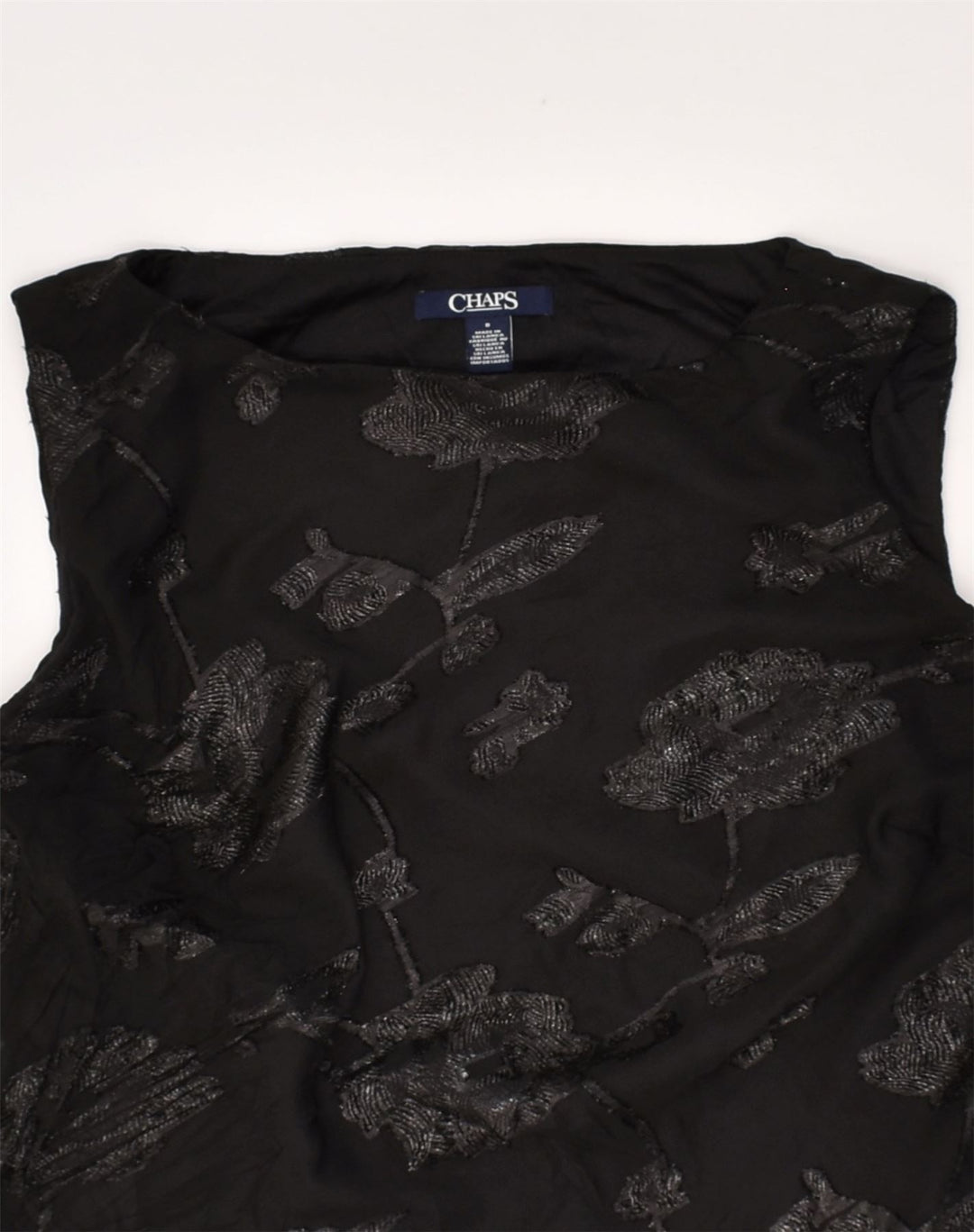CHAPS Womens A-Line Dress UK 10 Small Black Floral Polyester