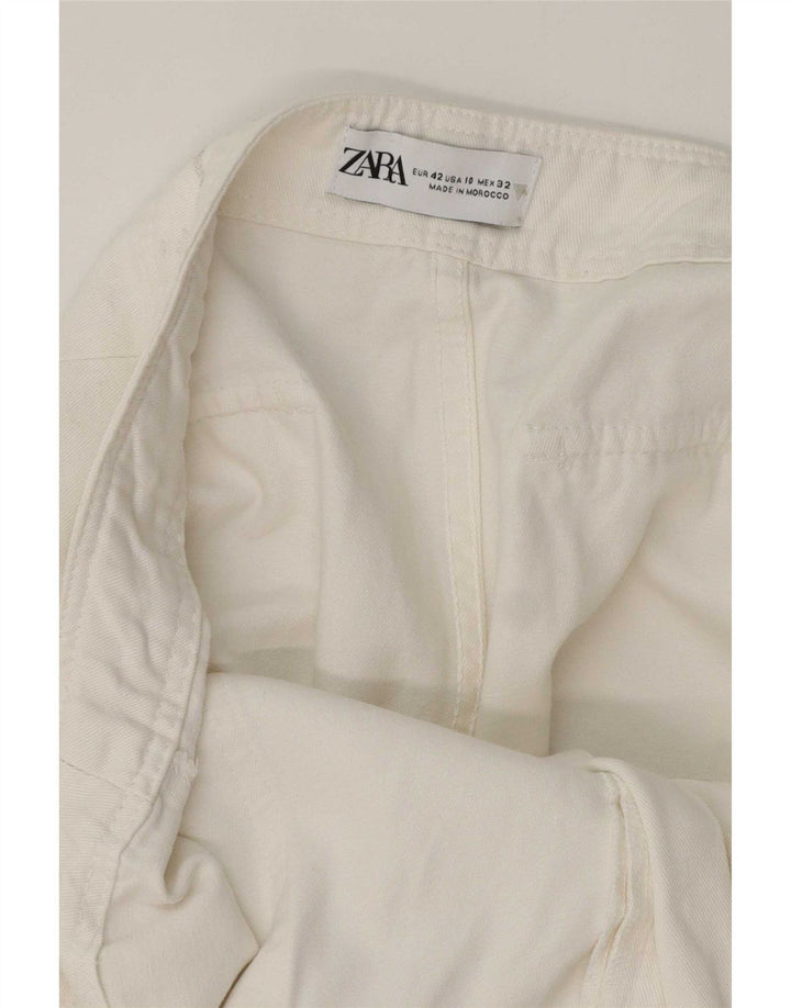 Zara Womens Straight Cargo Trousers EU 42 Large W32 L32 White