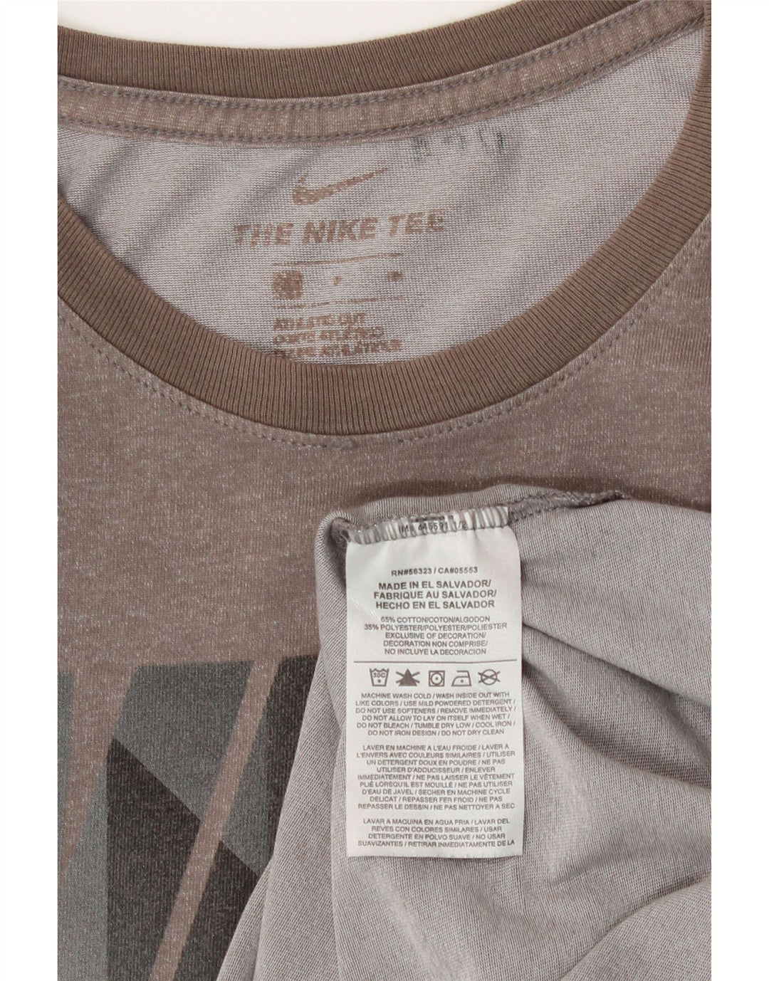 Nike Mens Athletic Cut Graphic T-Shirt Top Small Grey Cotton