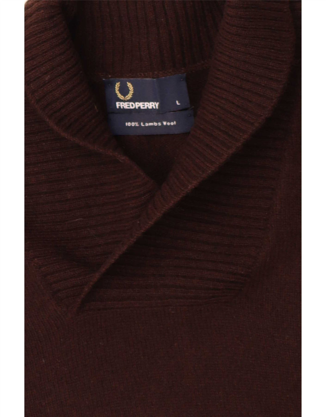 Fred Perry muški džemper sa šal ovratnikom veliki smeđi od janjeće vune