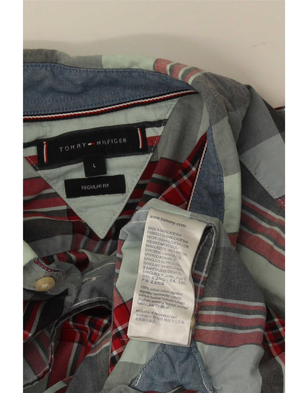 Camisa Tommy Hilfiger de corte regular para hombre de algodón a cuadros multicolor grande