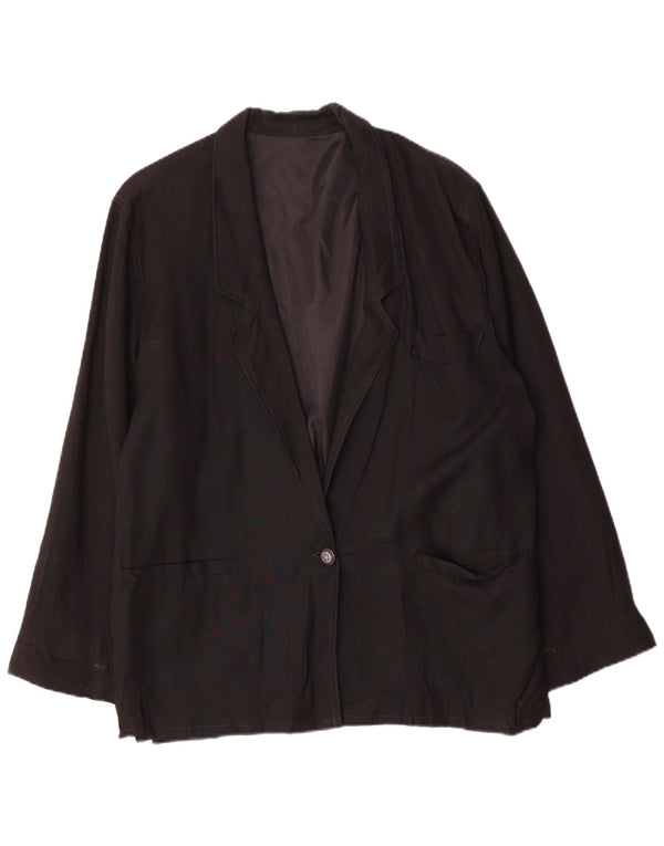 Vintage Womens Oversize 1 Button Blazer Jacket UK 10 Small Black