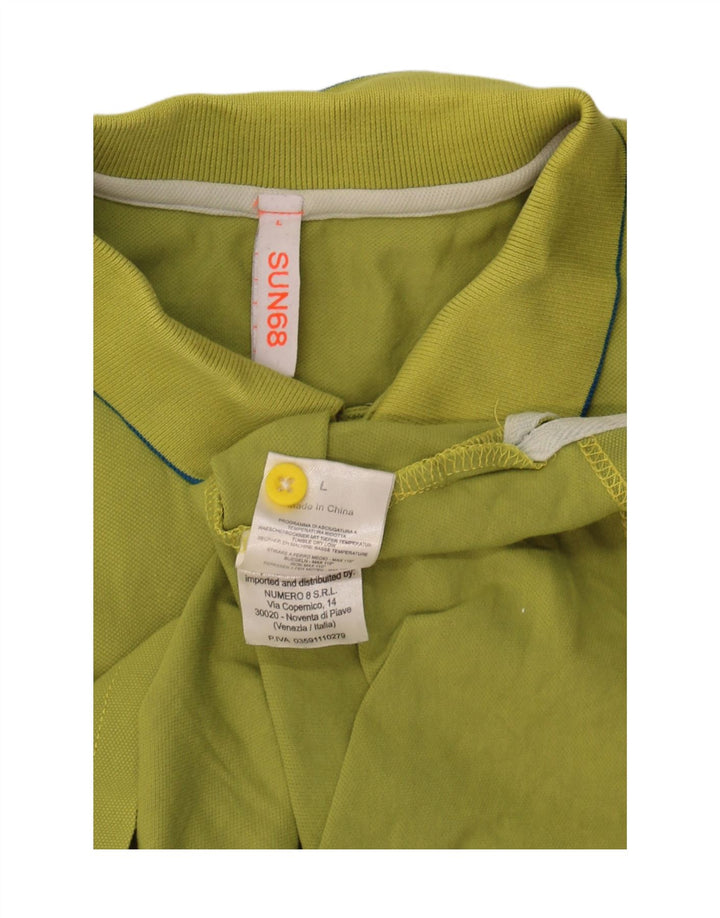 Sun68 Mens Polo Shirt Large Green Cotton