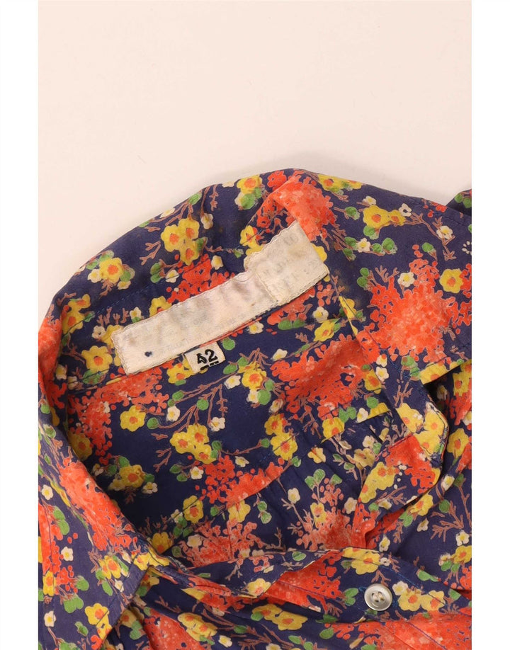 Vintage mujer camisa blusa IT 42 medio multicolor floral