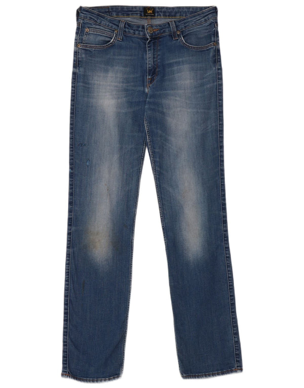 Lee Womens Marion Straight Jeans W30 L31 Azul Algodão