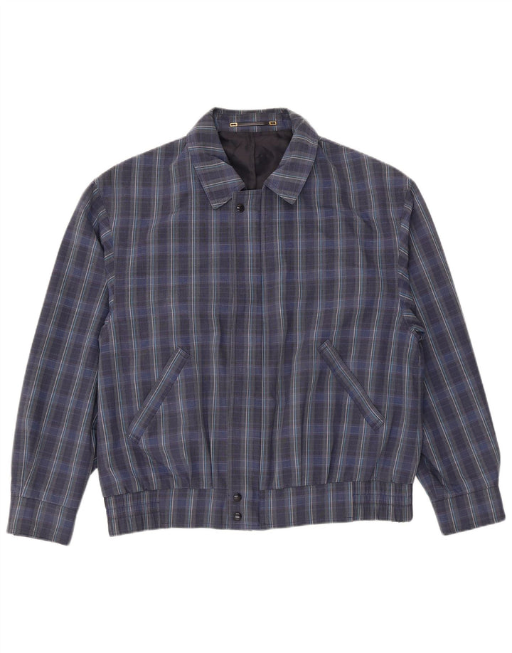 Vintage bomberjakke til mænd IT 50 Stor marineblå ternet polyester