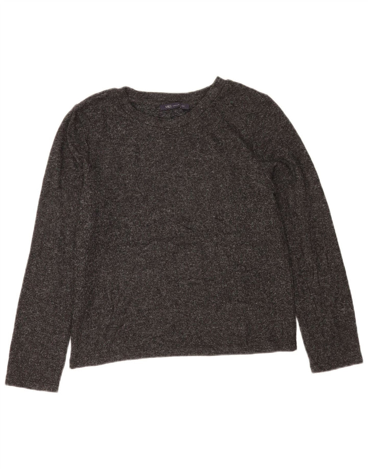 Marks & Spencer Womens Top Long Sleeve UK 12 Medium Grey Polyester
