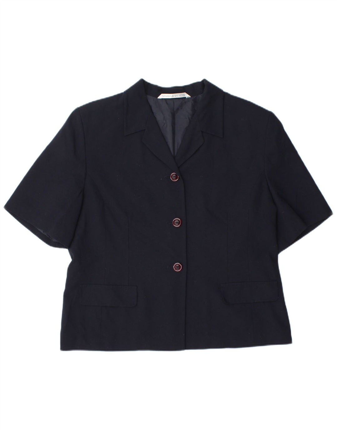 Marks & Spencer Womens Short Sleeve Blazer Jacket UK 18 XL Navy Blue