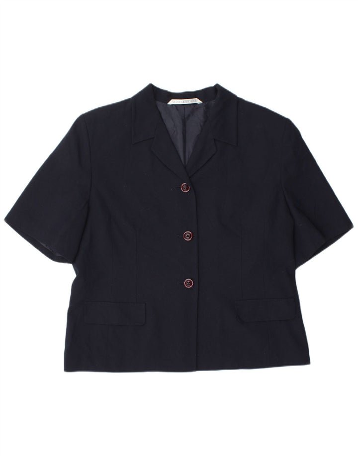Marks & Spencer Womens Short Sleeve Blazer Jacket UK 18 XL Navy Blue