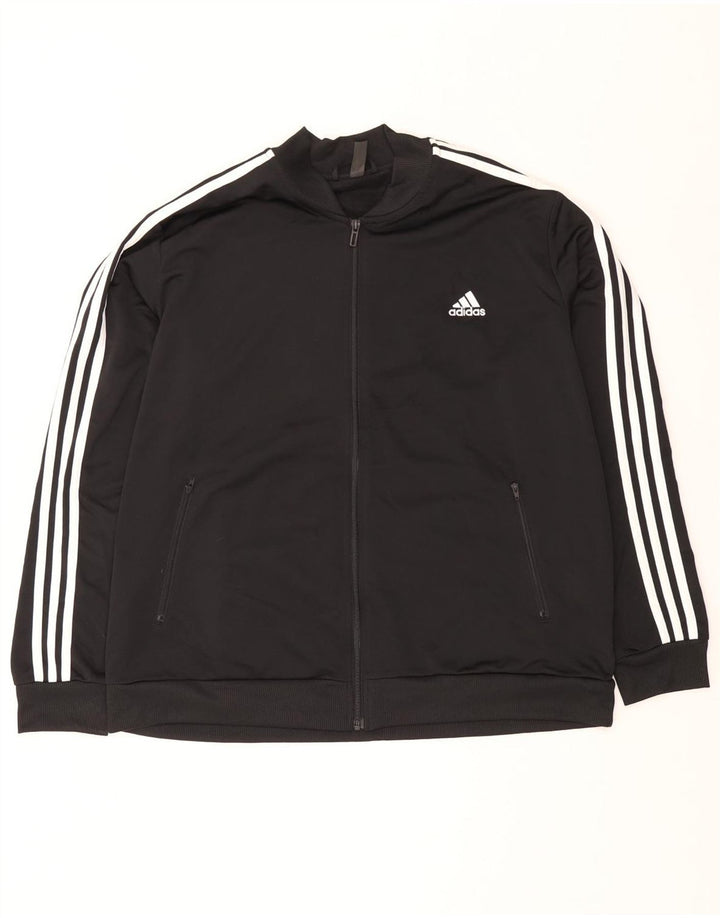 Adidas Womens Tracksuit Top Jacket UK 24/26 2XL Black Polyester