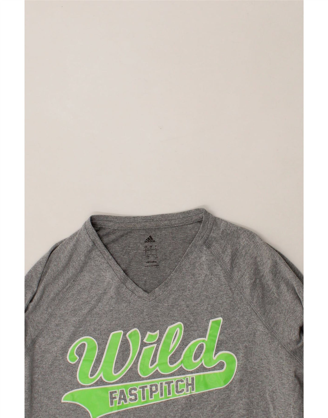 ADIDAS Womens Climalite Graphic Top Long Sleeve UK 16 Large Grey Vintage Adidas and Second-Hand Adidas from Messina Hembry 