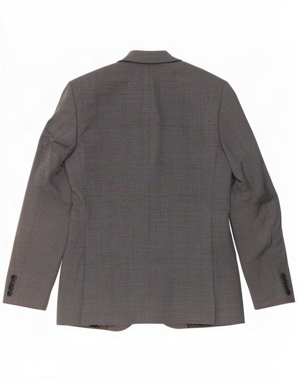 Jaqueta Blazer Masculina Marks & Spencer Slim Fit 2 Botões Reino Unido 36 Pequena Xadrez Azul