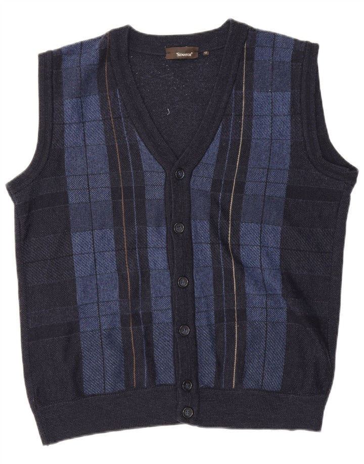 Ärmelloser Herren-Cardigan von Senator, Größe 52, groß, marineblau kariert