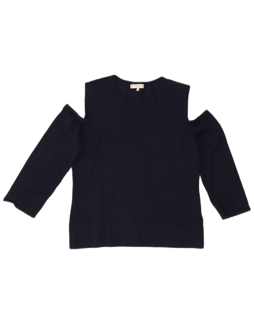 Hobbs Womens Off Shoulder Top 3/4 Sleeve UK 12 Medium Navy Blue Viscose