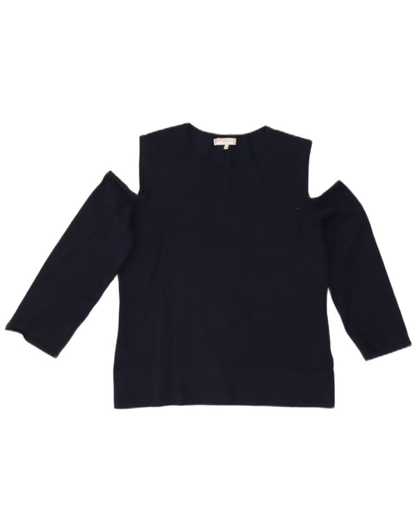 Top da donna con spalle scoperte Hobbs, manica a 3/4, UK 12, viscosa media blu navy