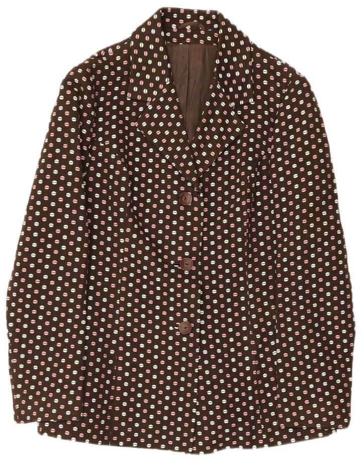 Vintage Womens 3 Button 2 Piece Set IT 48 XL Brown Polka Dot