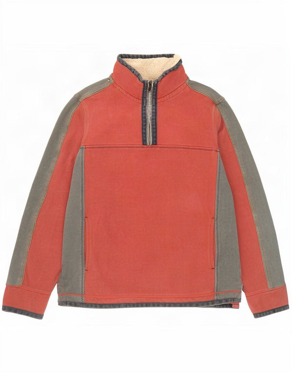 Fat Face Herre The Airlie Zip Neck Sweatshirt Jumper Medium Rød Colourblock