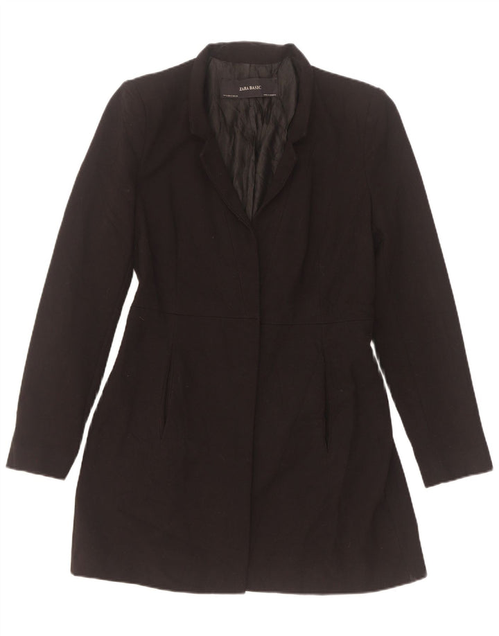 Zara Mujer Chaqueta Blazer Larga UK 10 Small Black