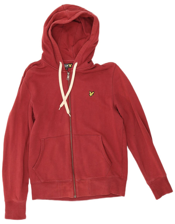 Lyle & Scott Mens Zip Hoodie Sweater Medium Red Cotton