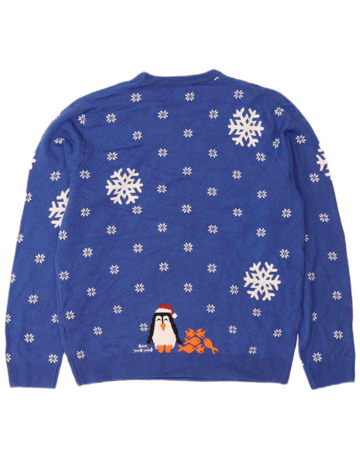 Marks & Spencer Pull à col rond pour homme Bleu moyen Hiver