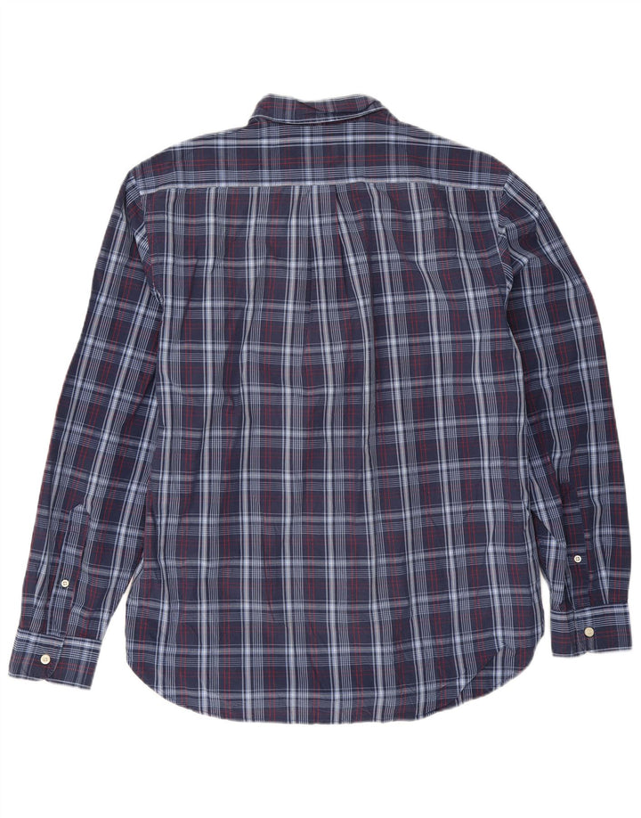 Dockers Mens Fitted Shirt Large Navy Blue Check