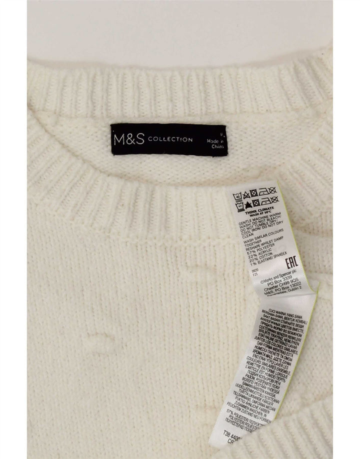 Marks & Spencer Γυναικείο πουλόβερ με λαιμόκοψη UK 14 Medium White