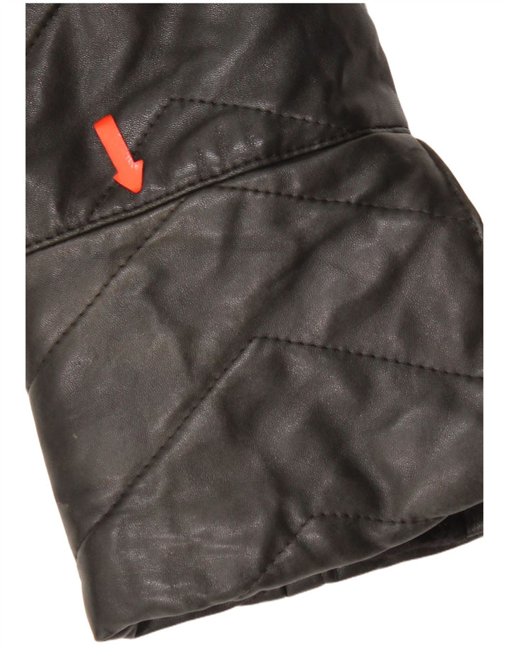 Vintage Damen Ledermantel UK 14 Mittelschwarzes Leder