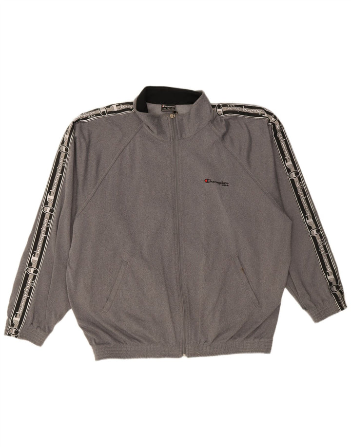Champion Mens Graphic Tracksuit Top Jacket XL Grey Colourblock Polyester