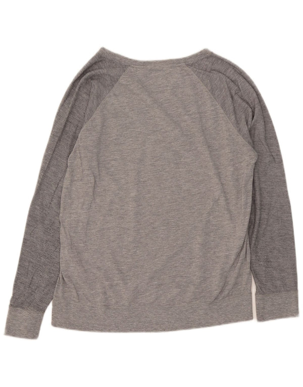 Tommy Hilfiger Womens Graphic Top Long Sleeve UK 14 Medium Grey Cotton