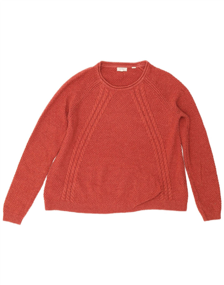 FAT FACE Womens Oversized Boat Neck Jumper Sweater UK 12 Medium Red Cotton