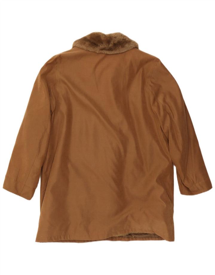 Cappotto Sherpa da donna VINTAGE UK 16 Grande poliestere marrone