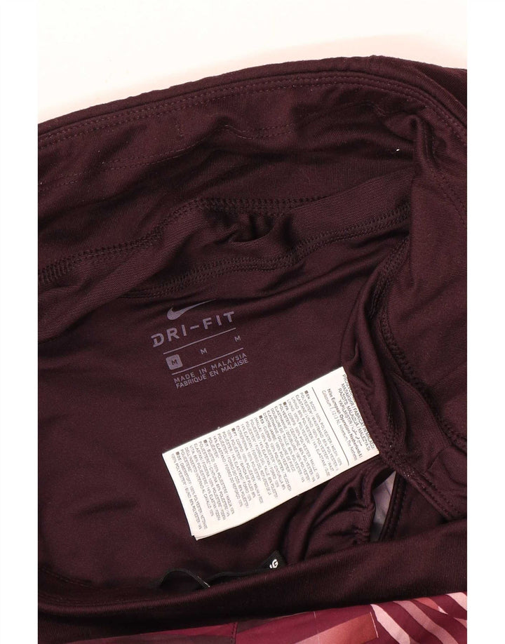 Nike Womens Dri Fit Sport Shorts UK 14 Medium Burgundy Check Polyester