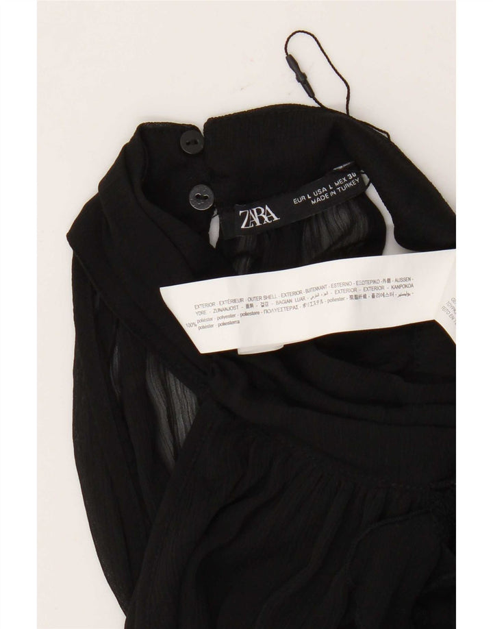 Zara Womens Flæse Front Halter Top UK 16 Large Black Polyester