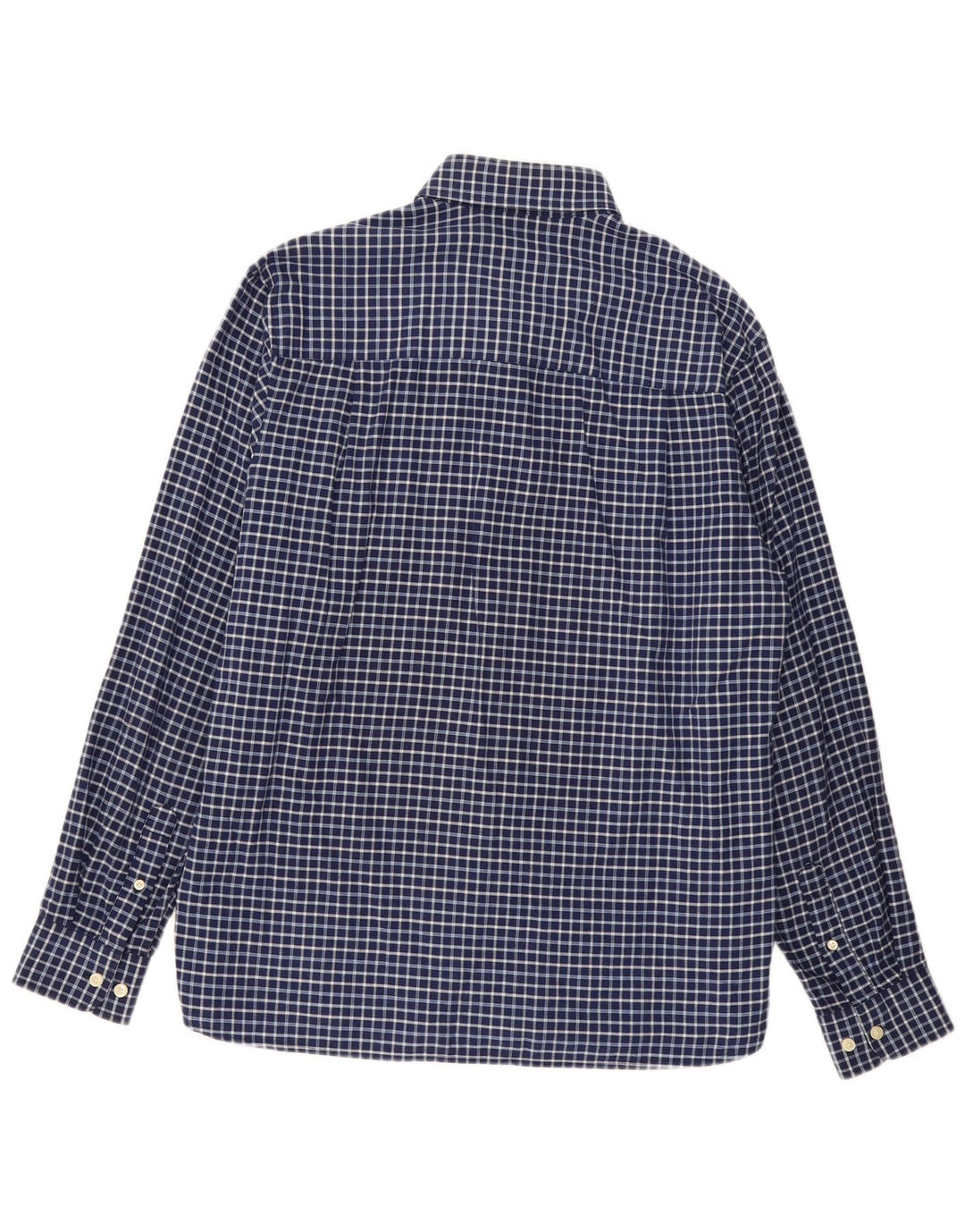 FRED PERRY Mens Shirt Large Navy Blue Check Cotton
