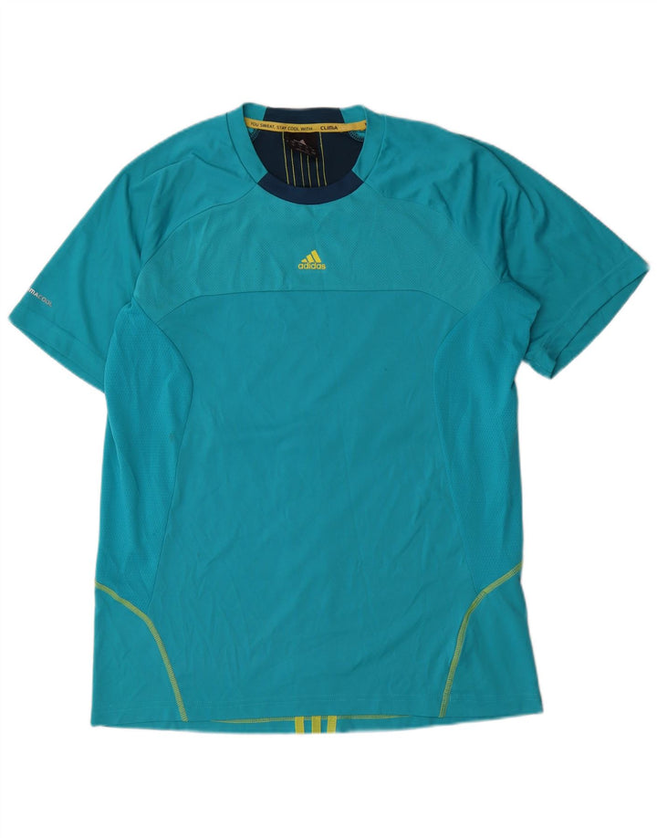 Adidas Mens Climacool T-Shirt Top Large Blue Colourblock Polyester