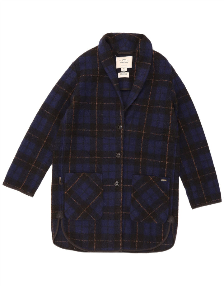 Palton supradimensionat pentru femei Woolrich UK 6 XS poliester cu carouri bleumarin