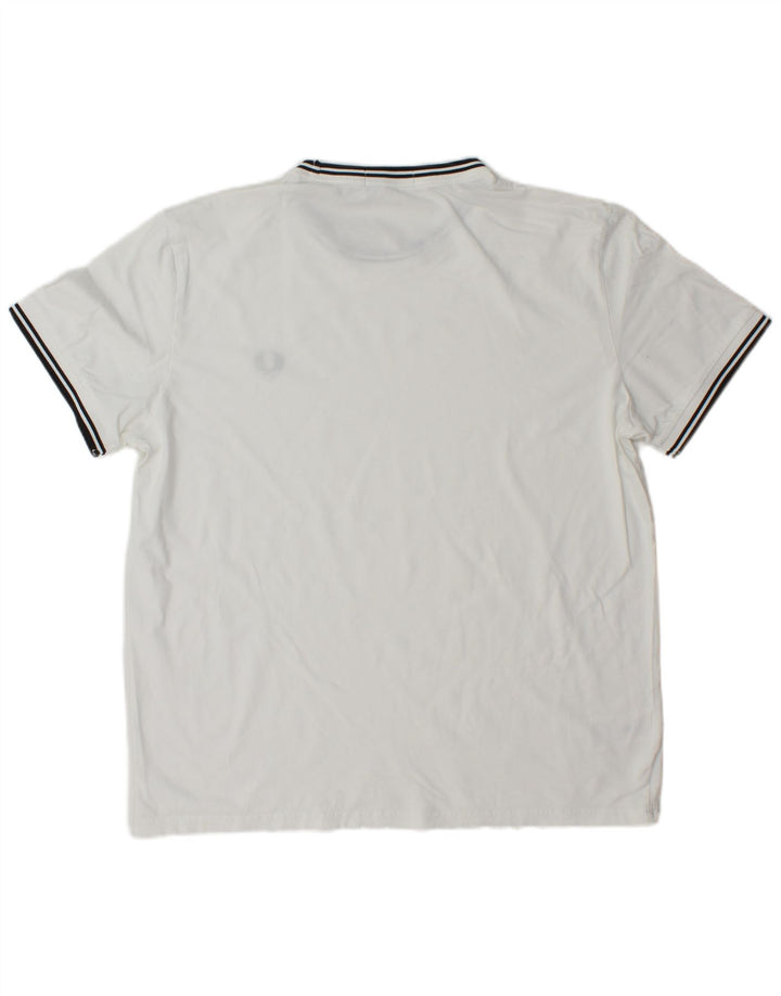 Fred Perry Mens T-Shirt Top Large White Striped Cashmere