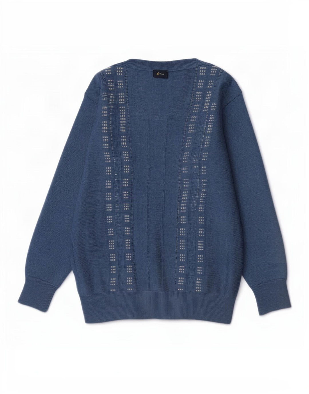 Gabicci Herre V-hals sweater Medium Blue Geometrisk Uld