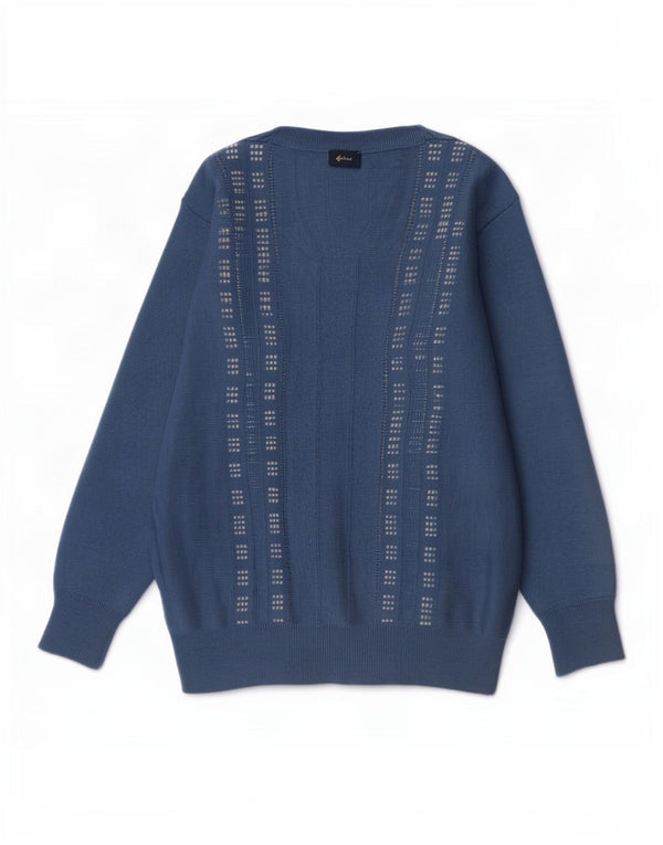 Gabicci Herre V-hals sweater Medium Blue Geometrisk Uld