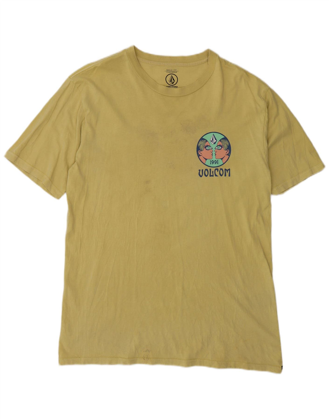 Volcom Mens Graphic T-Shirt Top Medium Yellow Cotton