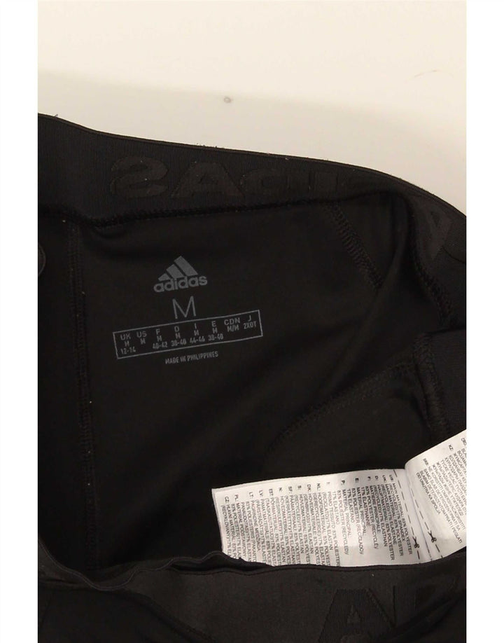 Adidas Womens Leggings UK 12/14 Medium Black Polyester