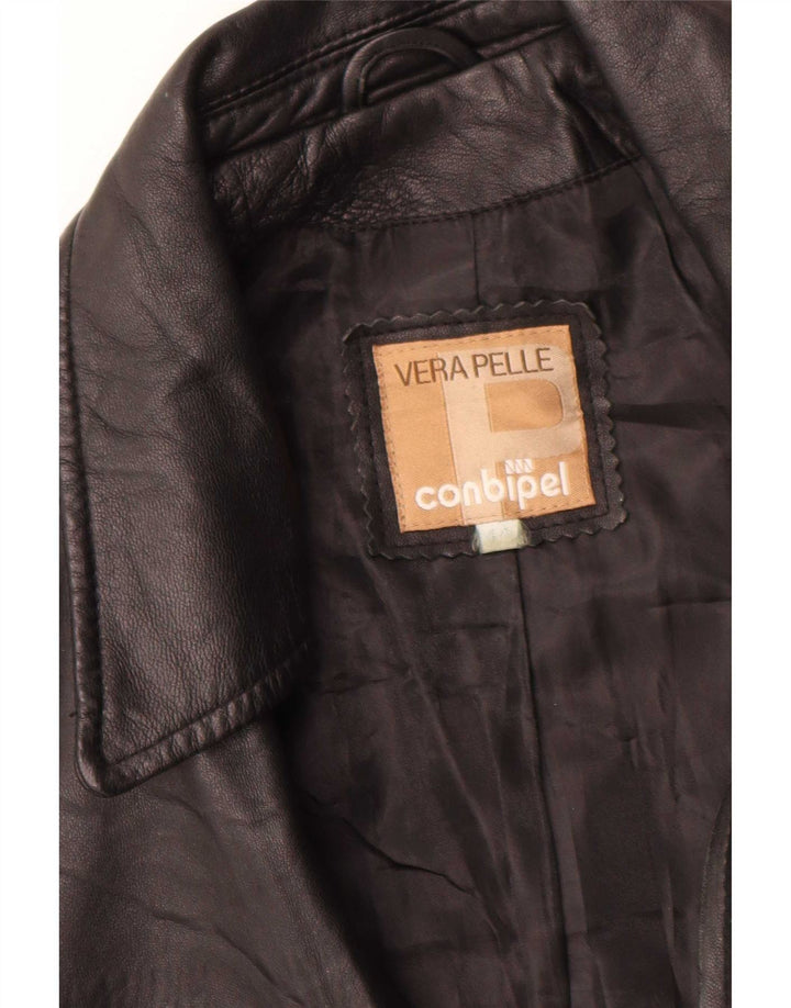 Conbipel Womens Leather Jacket IT 44 Medium Black Leather