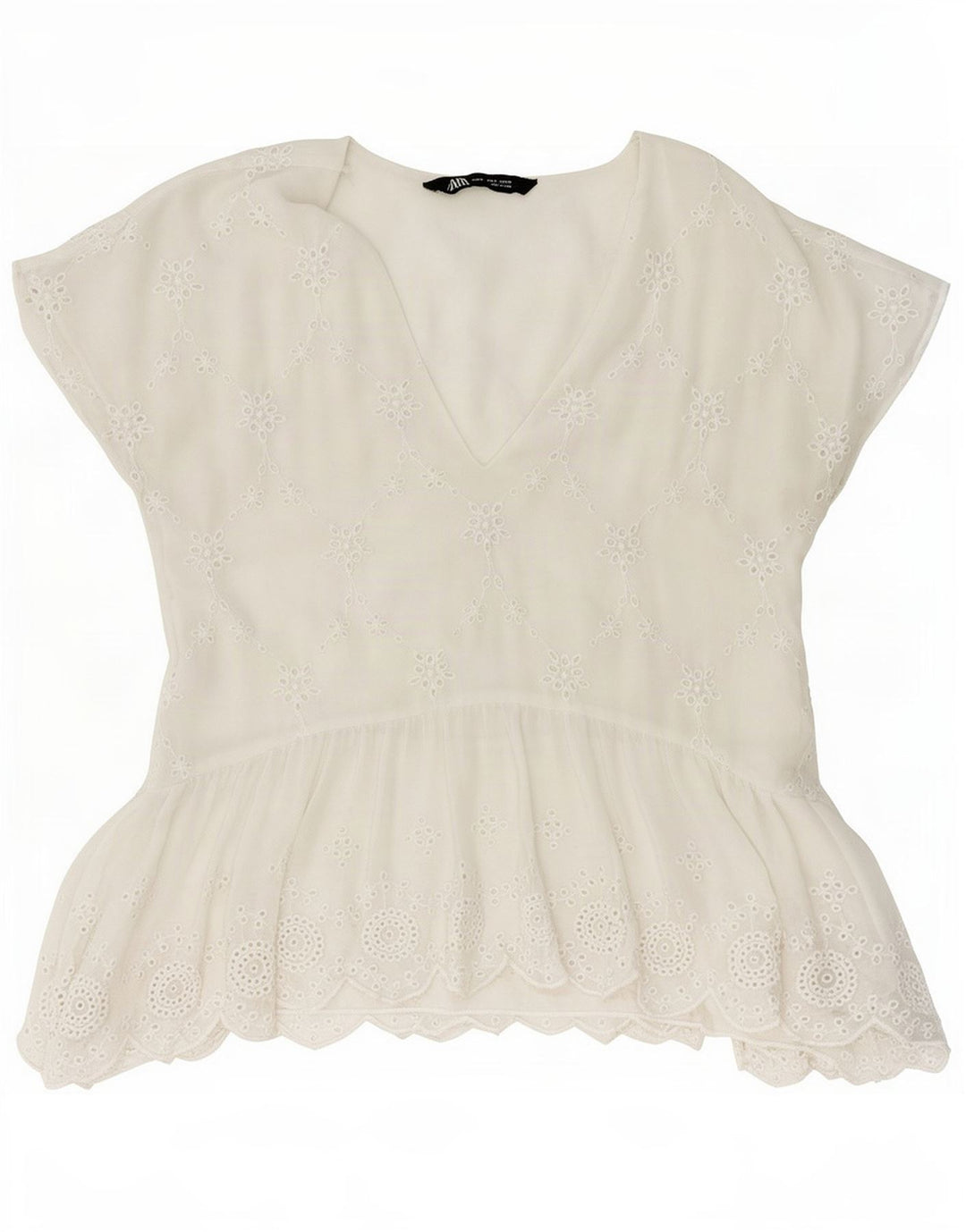 Zara Womens Blouse Top UK 10 Petit Blanc Floral