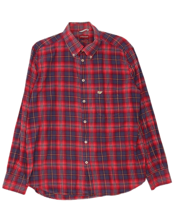 Carrera Mens Regular Fit Flannel Shirt XL Red Check Cotton