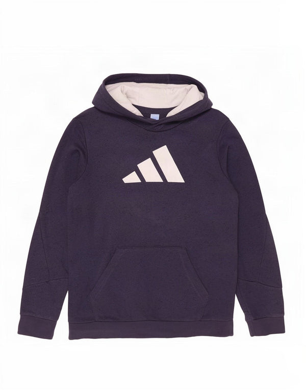 Adidas Boys Graphic Hoodie Jumper 15-16 Years Navy Blue Flecked Cotton