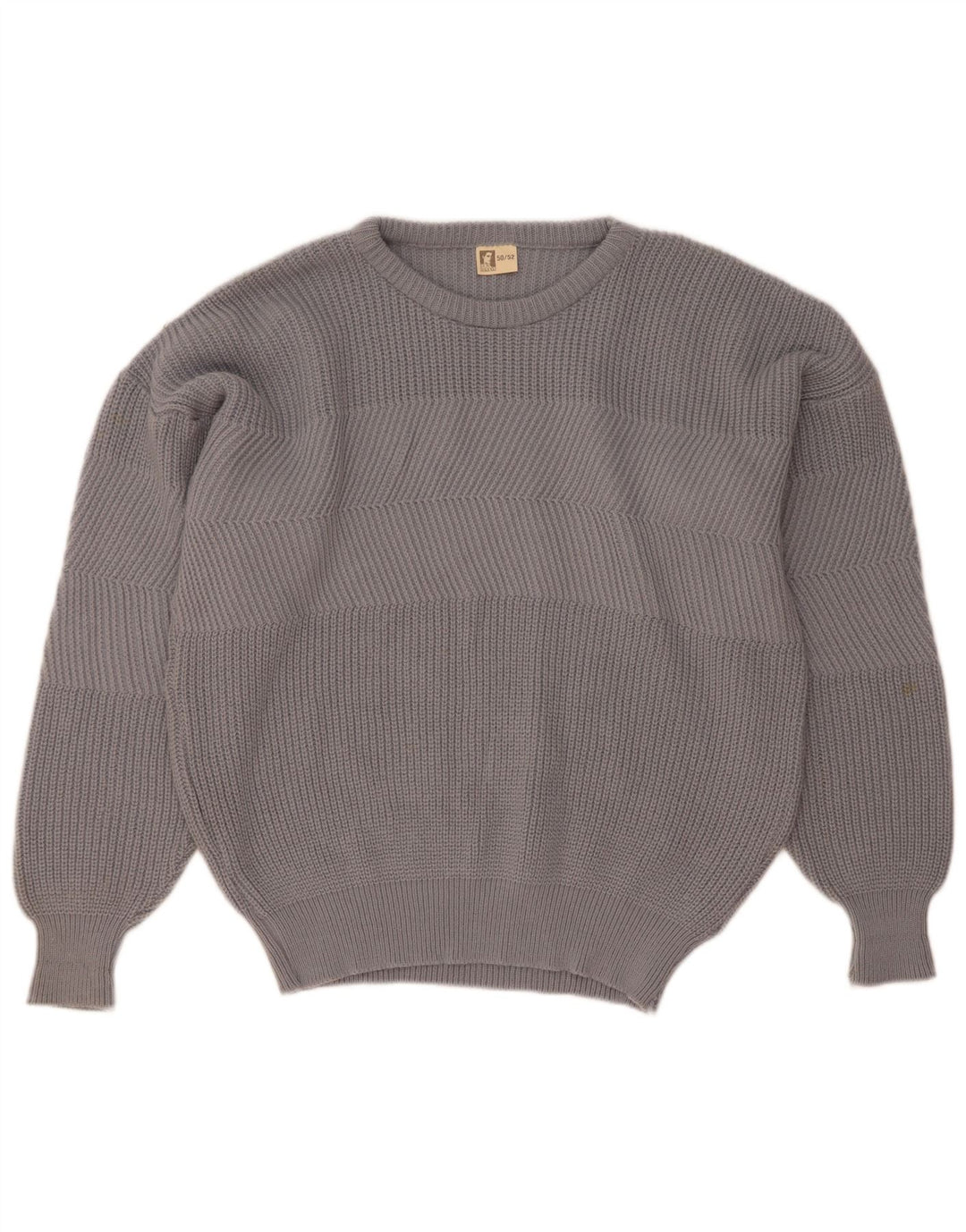 Vintage Mens Crew Neck Jumper Sweater IT 50/52 Large Grey Wool